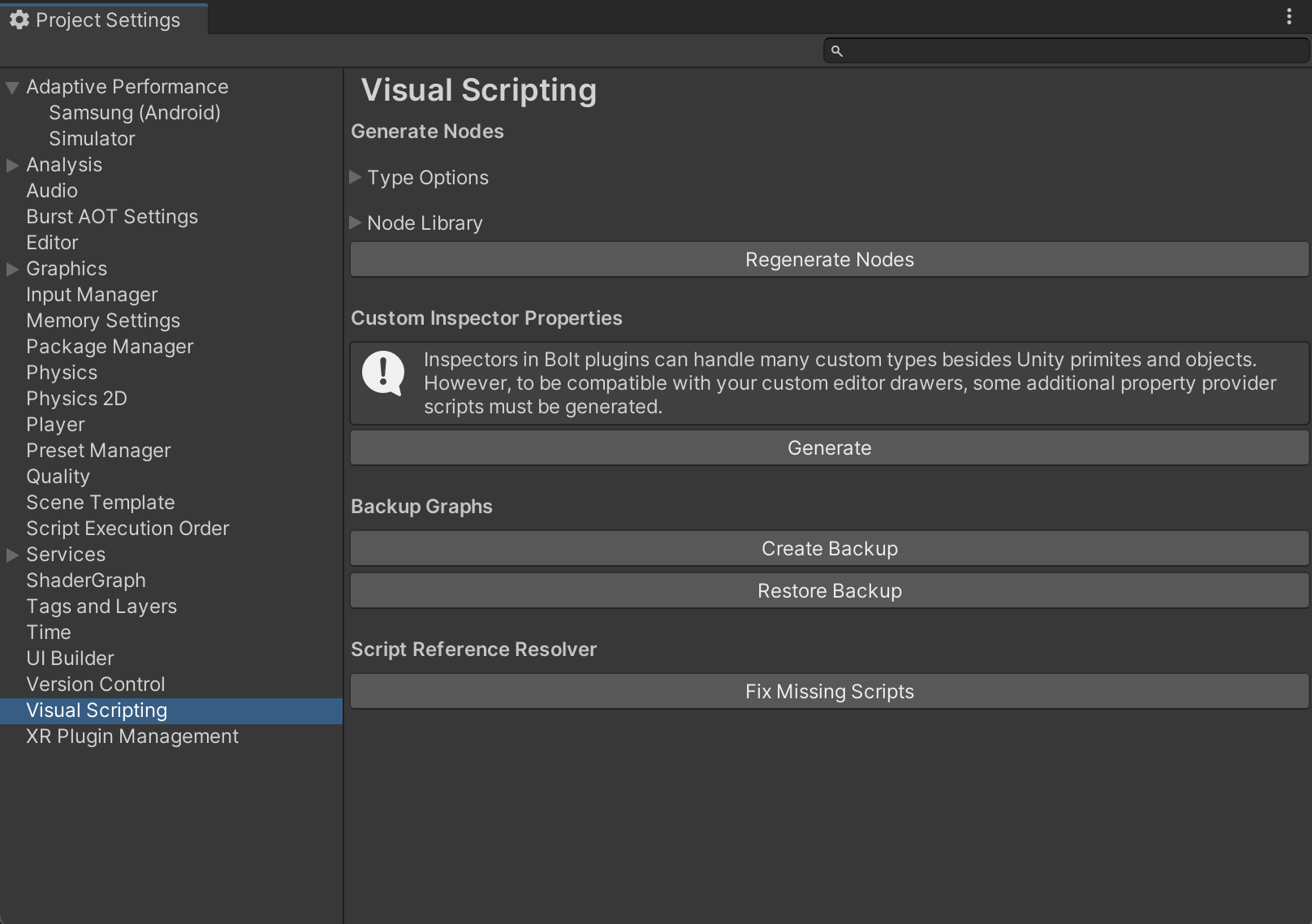 Visual Scripting Regenerate Node setting.