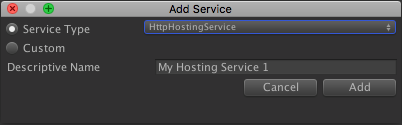 Add Service dialog