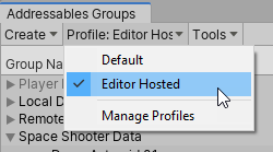 Selecting a Hosting Service profile.