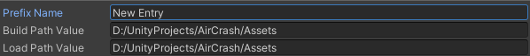 A new path pair in the Addressables Profiles window.