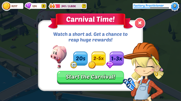 Example of implementing rewarded ads as a mini-game, courtesy of Futureplay.