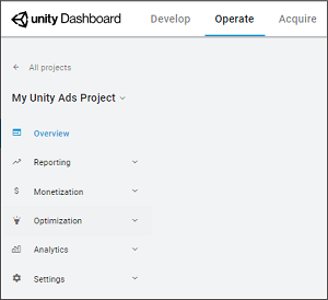 Project-level navigation in the Operate dashboard