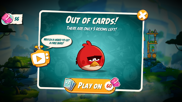 Example of implementing rewarded ads to provide extra lives, courtesy of Rovio.