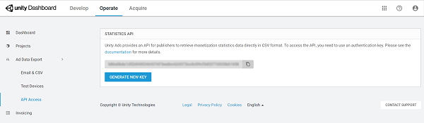 Locating your API Key in the developer dashboard.