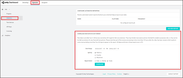 Downloading raw CSV files.