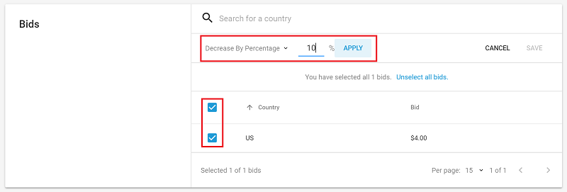 Bulk-editing bids by percentage.