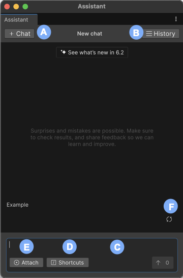 Assistant editor window with marked labels
