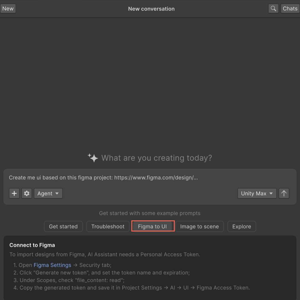 Assistant window with the Figma to UI option