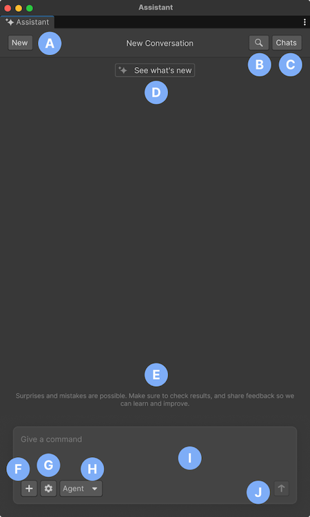 Assistant editor window with marked labels