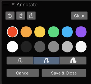 Annotate window with different tools