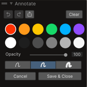 Annotate window with different tools