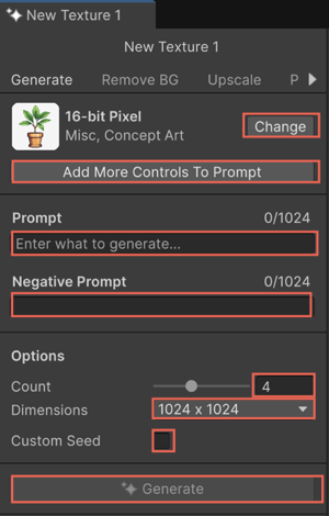 Generate window with fields to generate 2D images