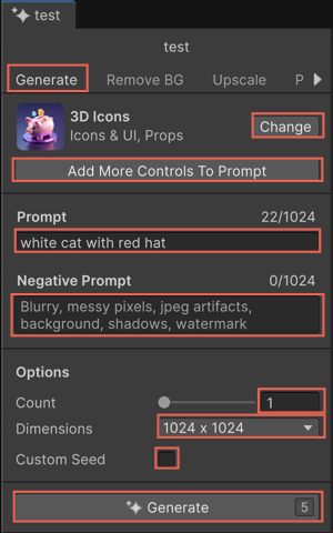 Generate window with fields to generate sprit