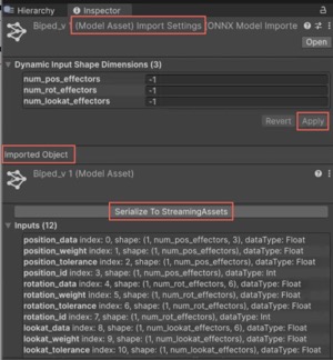 Unity Inspector displaying the Model Asset Import Settings and Imported Object sections