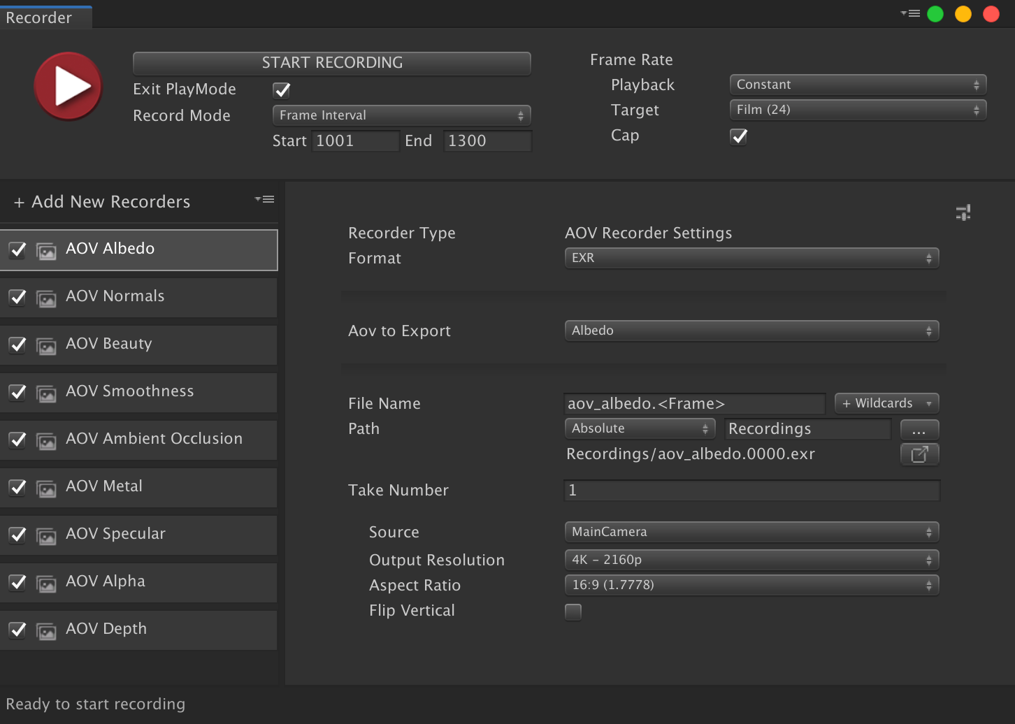 Unity AOV Recorder