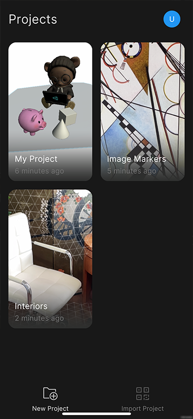 Unity AR Mobile Companion Project List View