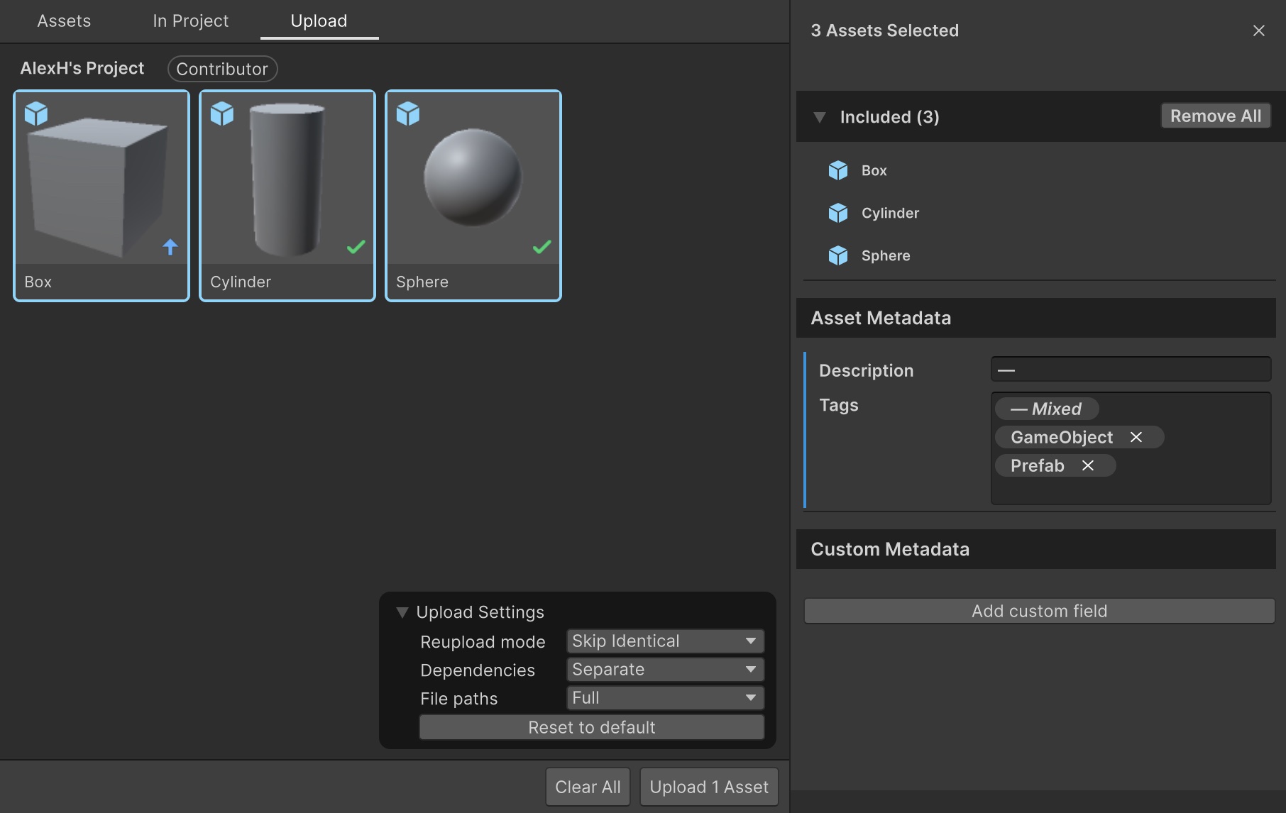 Upload assets to Asset Manager | Asset Manager | 1.9.2