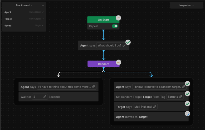 A behavior graph in debug mode