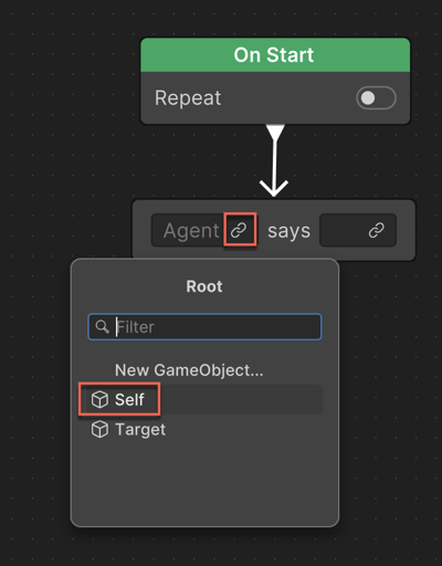 An action node with Link field