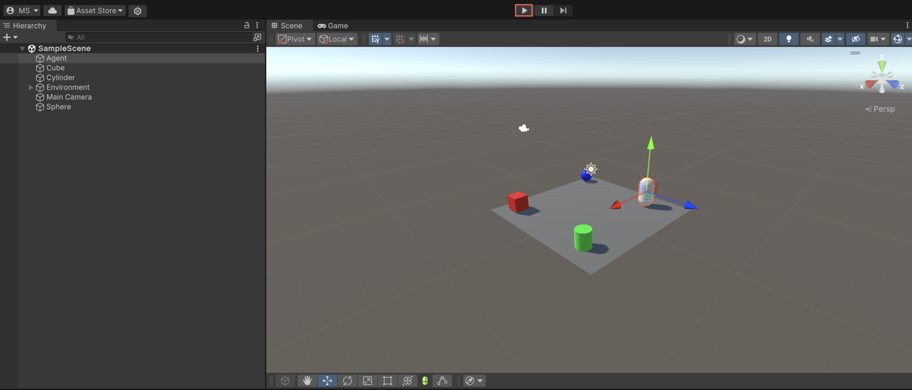 A game run in Play mode