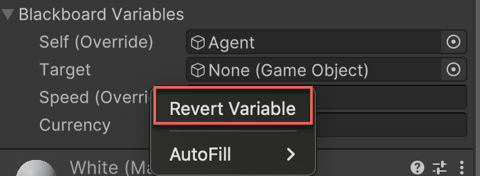The Revert Variable option allows you to change the value of the variable