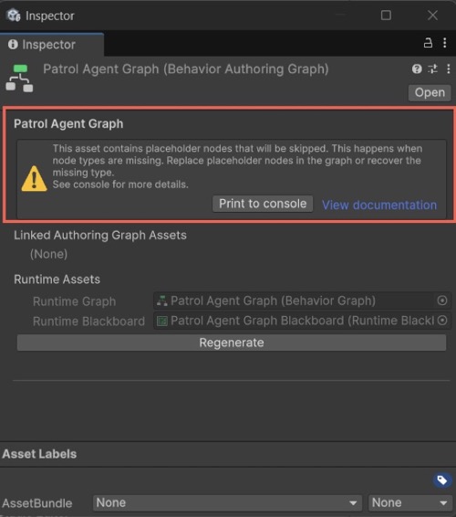 Inspector shows help box with guidance for resolution