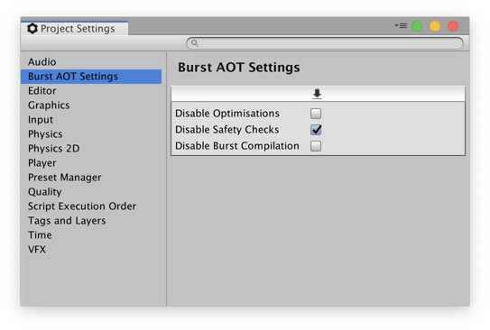 Burst AOT Settings