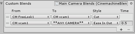 Custom Blends list in Cinemachine Brain