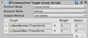 Cinemachine Target Group with two targets