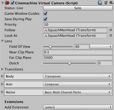 Virtual Camera properties