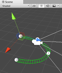 Editing a dolly path in the Scene view