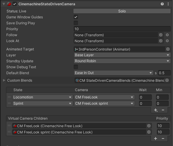 Cinemachine State-Driven Camera | Cinemachine | 2.9.7