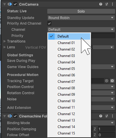 Cinemachine Channels Camera