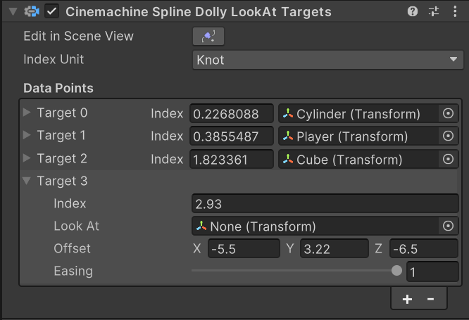 Spline Dolly LookAt Targets Inspector