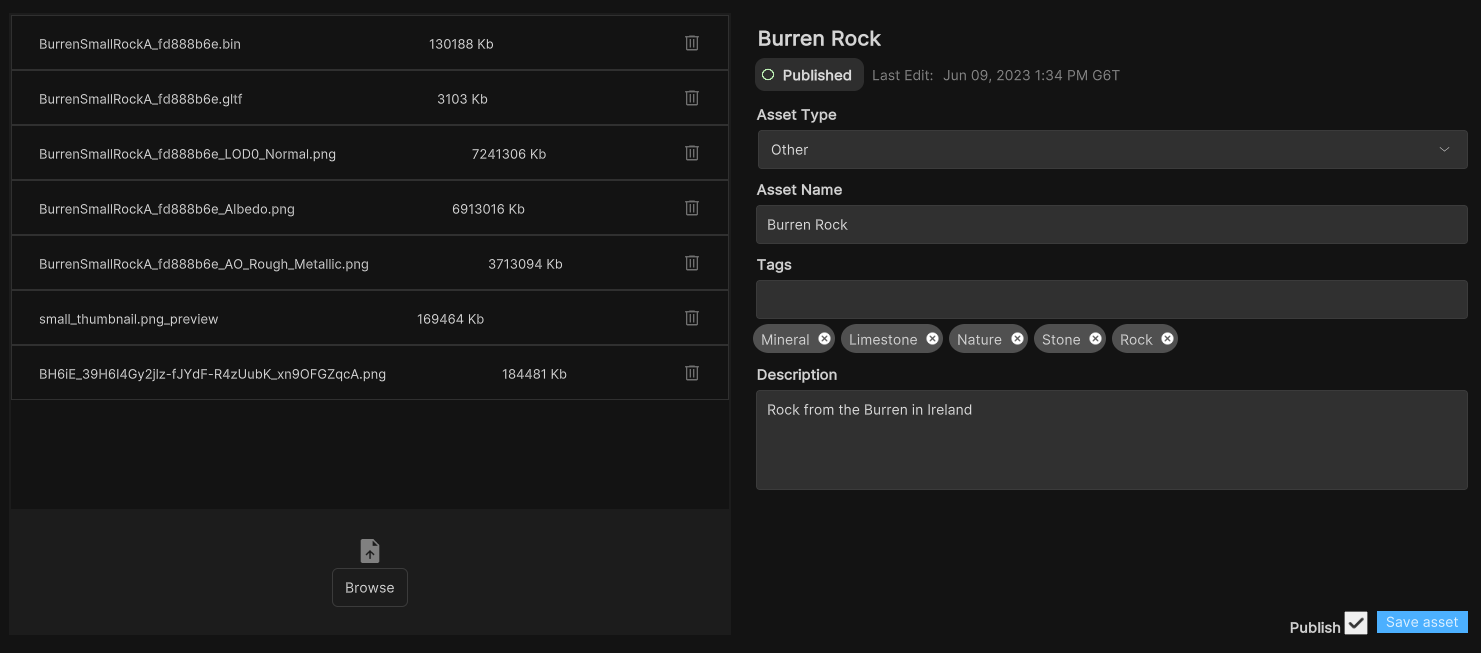 Screenshot of the save button