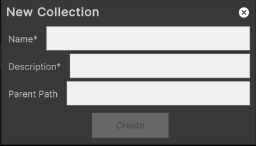 Screenshot of creating collection popup