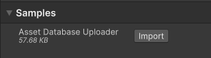 Screenshot of the samples import section of the package manager window