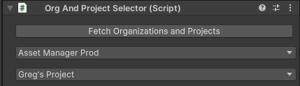 Screenshot of the fetch organizations and projects button