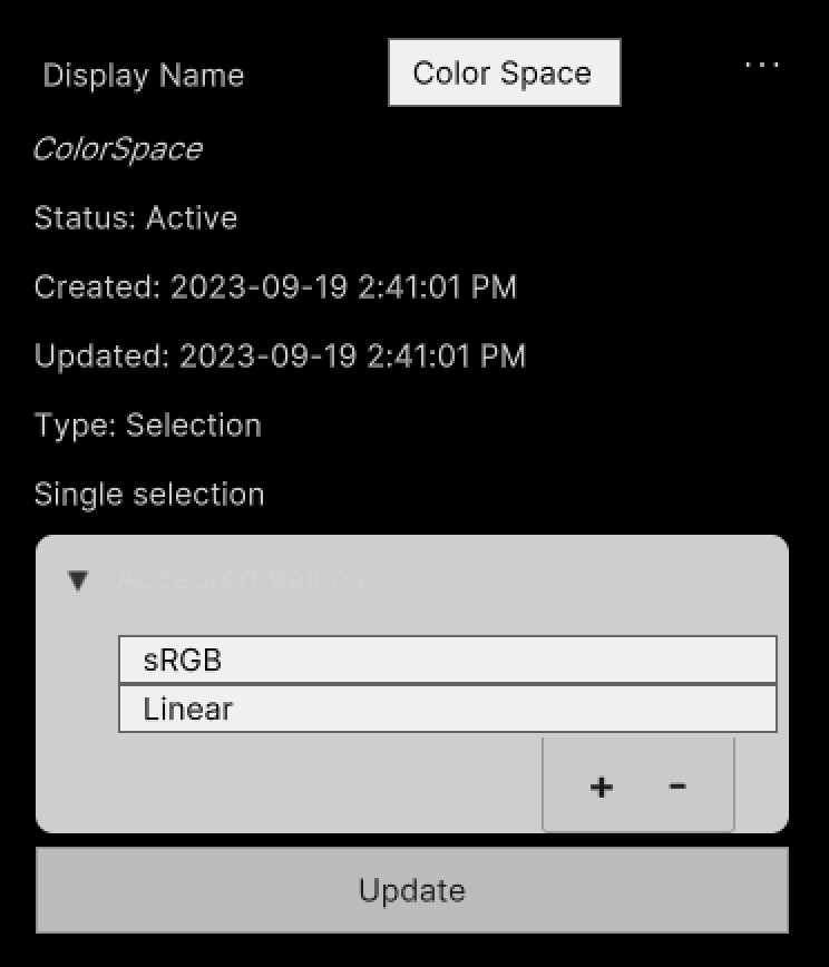 Screenshot of editing collection popup