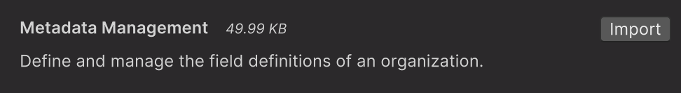 Screenshot of the samples import section of the package manager window
