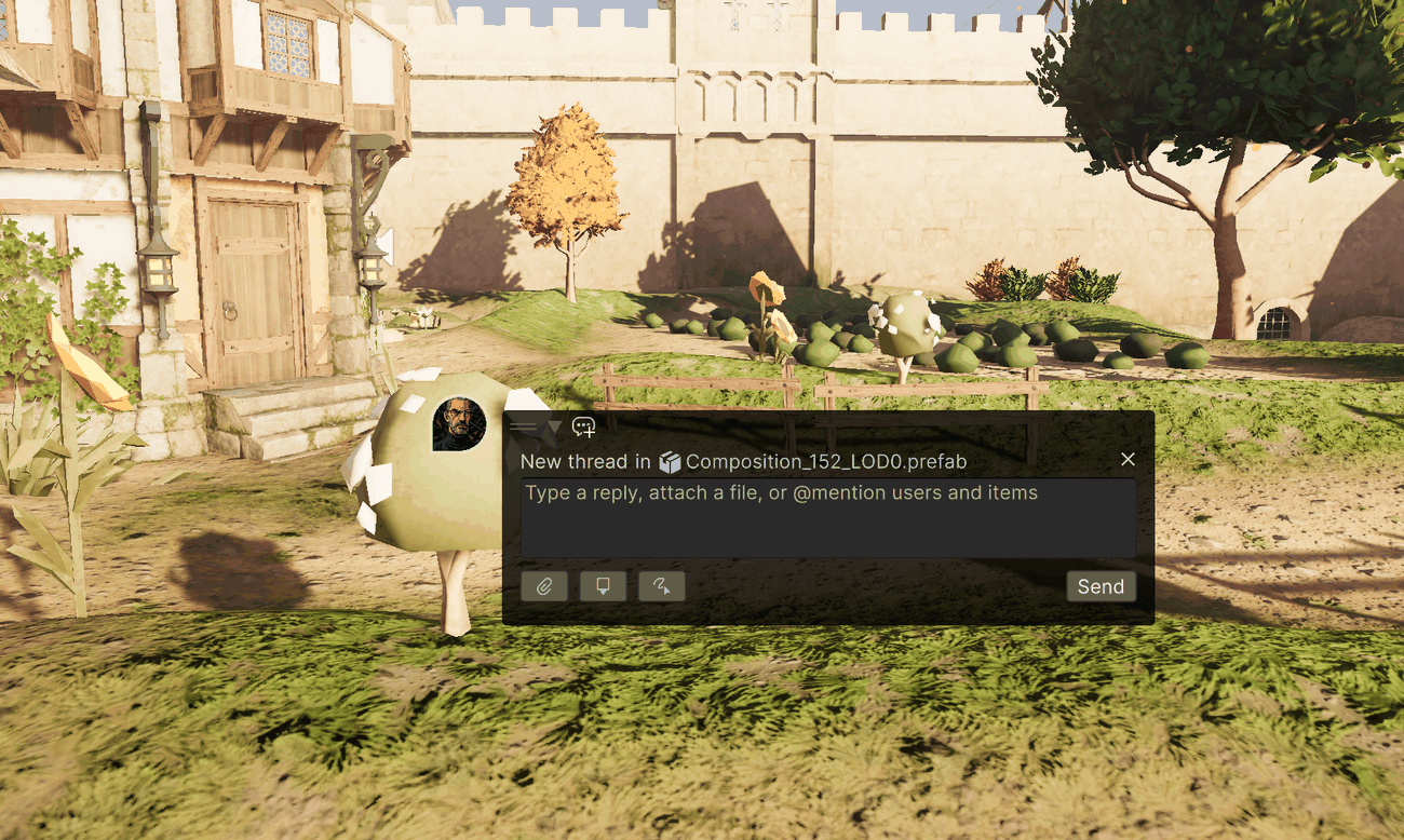 Composing a new thread in the Scene View