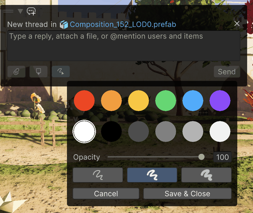 Sketch settings window