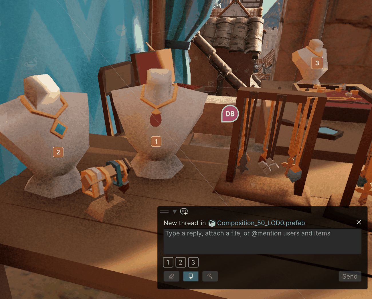 A spatial marker placed in the scene
