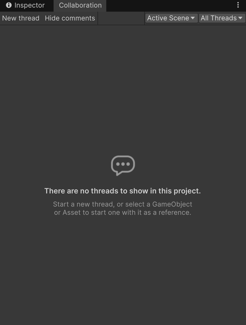 The empty state for a project with no threads