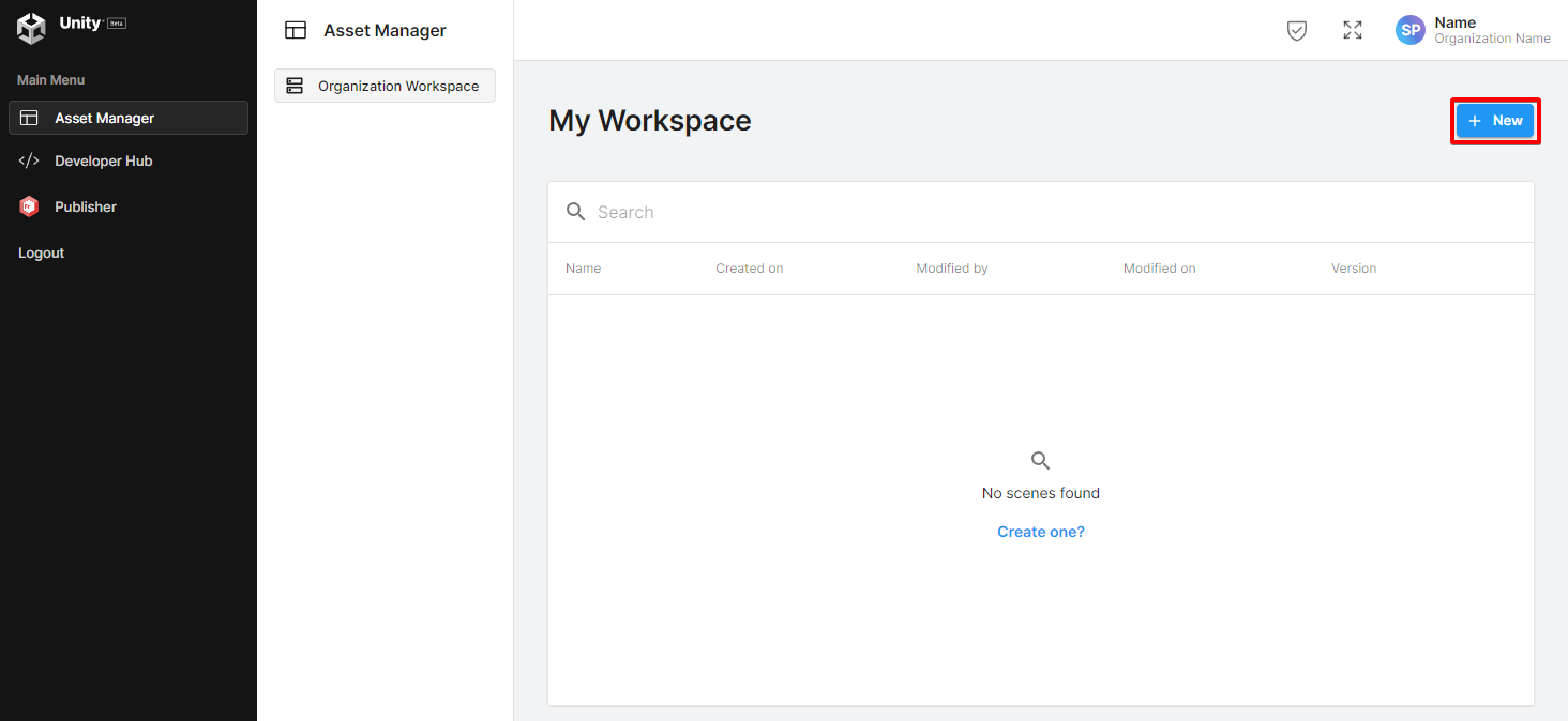 Screen capture that displays adding a new scene