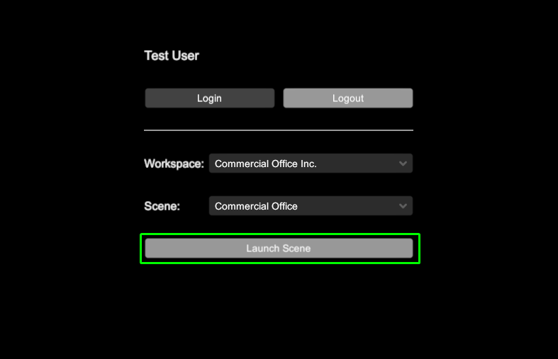 Screenshot of a selected Workspace and Scene with Launch Scene enabled