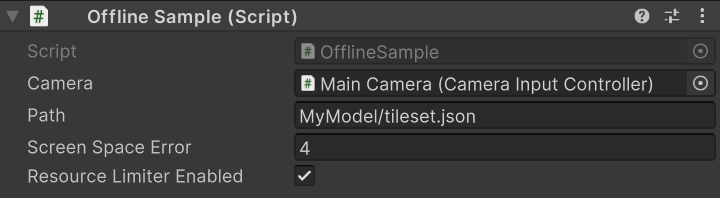 Screenshot of the Offline Sample MonoBehaviour