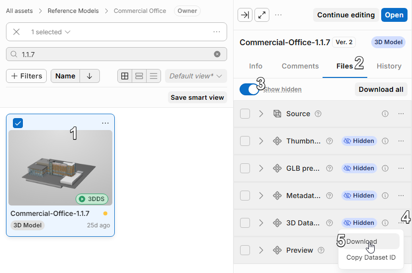 Screenshot of the Download button on the Asset Manager