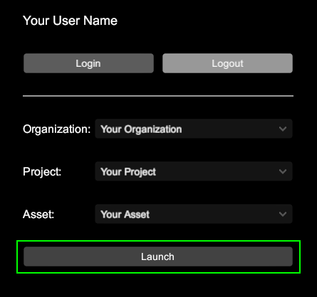 Screenshot of a selected Workspace and Scene with Launch Scene enabled
