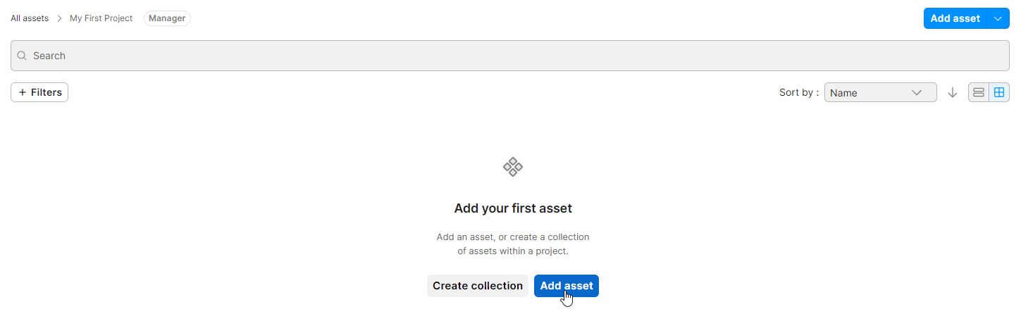 Screen capture that displays adding a new asset